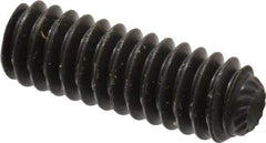 Unbrako - 1/4-20 UNC, 3/4" OAL, Knurled Cup Point Set Screw - Grade 8 Alloy Steel, 1/8" Key - Eagle Tool & Supply