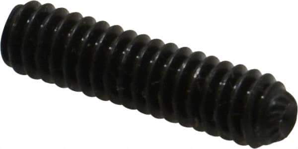 Unbrako - 1/4-20 UNC, 1" OAL, Knurled Cup Point Set Screw - Grade 8 Alloy Steel, 1/8" Key - Eagle Tool & Supply