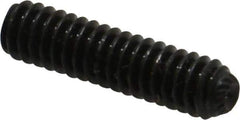 Unbrako - 1/4-20 UNC, 1" OAL, Knurled Cup Point Set Screw - Grade 8 Alloy Steel, 1/8" Key - Eagle Tool & Supply