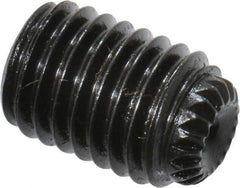 Unbrako - 1/4-28 UNF, 3/8" OAL, Knurled Cup Point Set Screw - Grade 8 Alloy Steel, 1/8" Key - Eagle Tool & Supply