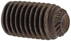 Unbrako - 1/4-28 UNF, 7/16" OAL, Knurled Cup Point Set Screw - Grade 8 Alloy Steel, 1/8" Key - Eagle Tool & Supply