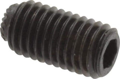 Unbrako - 1/4-28 UNF, 1/2" OAL, Knurled Cup Point Set Screw - Grade 8 Alloy Steel, 1/8" Key - Eagle Tool & Supply