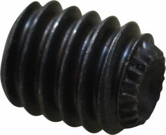 Unbrako - 5/16-18 UNC, 3/8" OAL, Knurled Cup Point Set Screw - Grade 8 Alloy Steel, 5/32" Key - Eagle Tool & Supply