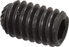 Unbrako - 5/16-18 UNC, 1/2" OAL, Knurled Cup Point Set Screw - Grade 8 Alloy Steel, 5/32" Key - Eagle Tool & Supply