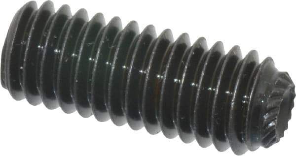 Unbrako - 3/8-16 UNC, 1" OAL, Knurled Cup Point Set Screw - Grade 8 Alloy Steel, 3/16" Key - Eagle Tool & Supply