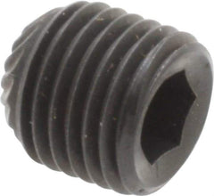 Unbrako - 3/8-24 UNF, 3/8" OAL, Knurled Cup Point Set Screw - Grade 8 Alloy Steel, 3/16" Key - Eagle Tool & Supply