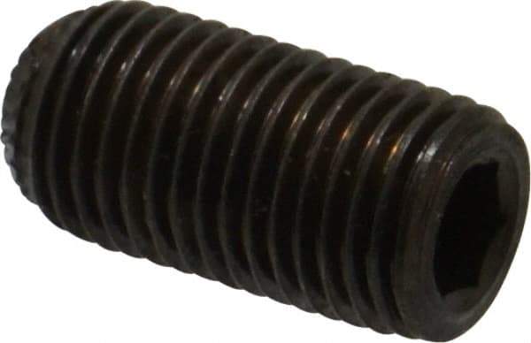 Unbrako - 3/8-24 UNF, 3/4" OAL, Knurled Cup Point Set Screw - Grade 8 Alloy Steel, 3/16" Key - Eagle Tool & Supply