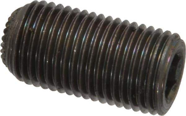 Unbrako - 1/2-20 UNF, 1" OAL, Knurled Cup Point Set Screw - Grade 8 Alloy Steel, 1/4" Key - Eagle Tool & Supply