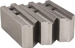 H & R Manufacturing - 1.5mm x 60° Serrated Attachment, Square Soft Lathe Chuck Jaw - 3 Jaws, Steel, 1.181" Btw Mount Hole Ctrs, 5" Long x 1-3/4" Wide x 2-1/2" High, 0.63" Groove, 12mm Fastener - Eagle Tool & Supply