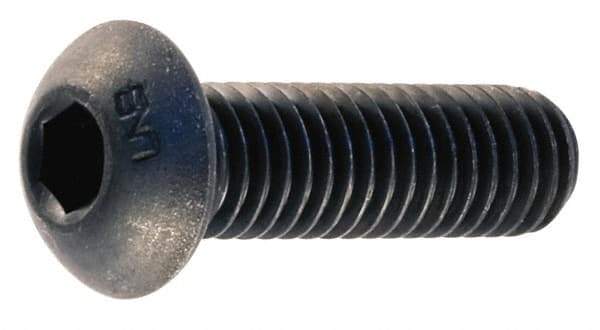Unbrako - M8x1.25 Metric Coarse Hex Socket Drive, Button Screw - Alloy Steel, Black Oxide Finish, 35mm Length Under Head - Eagle Tool & Supply