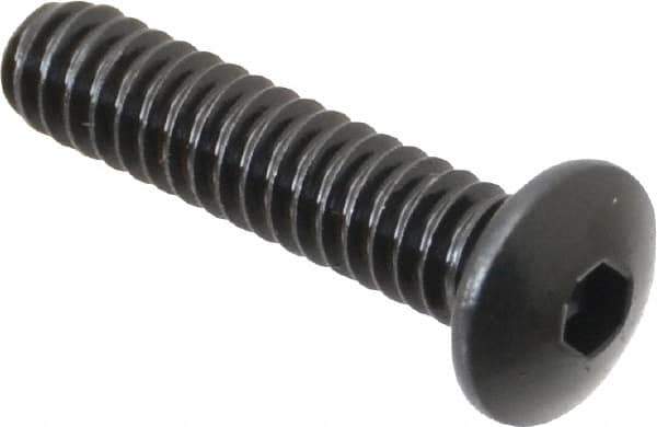 Unbrako - #6-32 UNC Hex Socket Drive, Button Screw - Alloy Steel, Black Oxide Finish, 5/8" Length Under Head - Eagle Tool & Supply