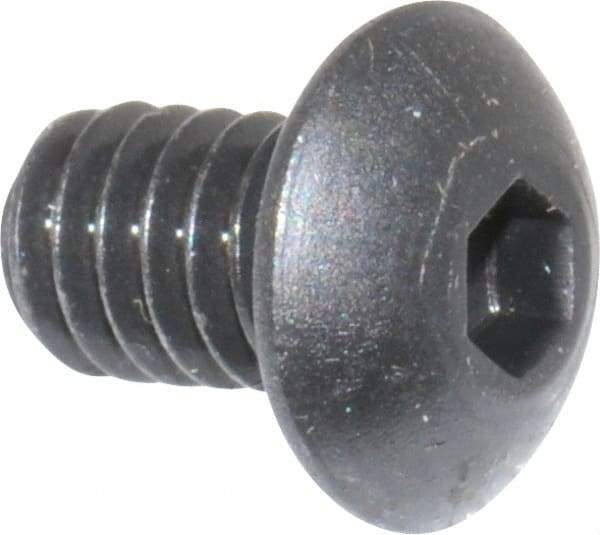 Unbrako - #8-32 UNC Hex Socket Drive, Button Screw - Alloy Steel, Black Oxide Finish, 1/4" Length Under Head - Eagle Tool & Supply