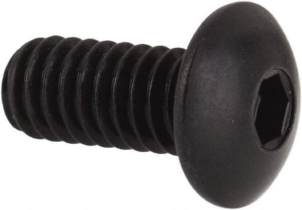 Unbrako - #8-32 UNC Hex Socket Drive, Button Screw - Alloy Steel, Black Oxide Finish, 3/8" Length Under Head - Eagle Tool & Supply