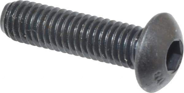 Unbrako - #10-32 UNF Hex Socket Drive, Button Screw - Alloy Steel, Black Oxide Finish, 3/4" Length Under Head - Eagle Tool & Supply