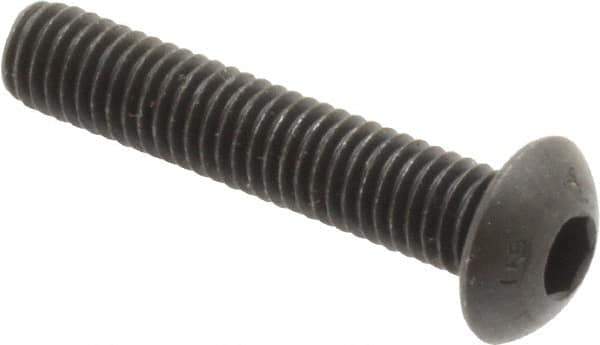 Unbrako - #10-32 UNF Hex Socket Drive, Button Screw - Alloy Steel, Black Oxide Finish, 1" Length Under Head - Eagle Tool & Supply