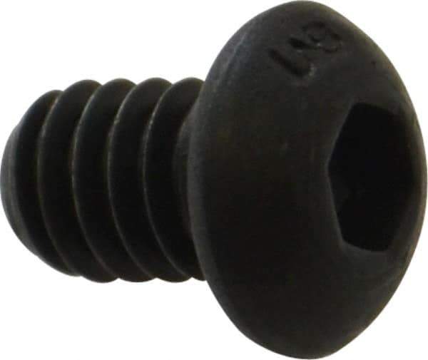 Unbrako - 1/4-20 UNC Hex Socket Drive, Button Screw - Alloy Steel, Black Oxide Finish, 3/8" Length Under Head - Eagle Tool & Supply