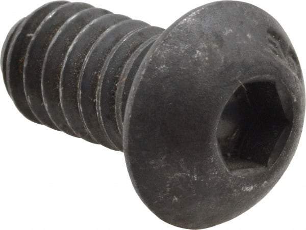 Unbrako - 1/4-20 UNC Hex Socket Drive, Button Screw - Alloy Steel, Black Oxide Finish, 1/2" Length Under Head - Eagle Tool & Supply