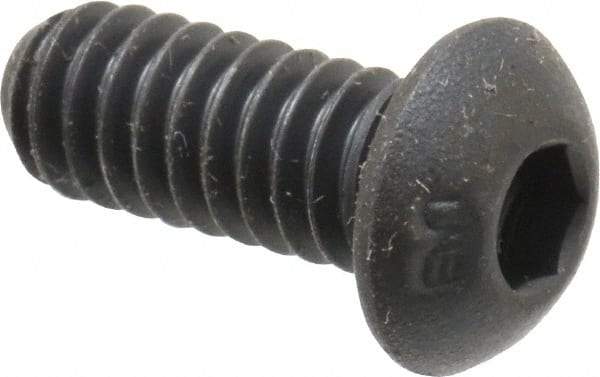 Unbrako - 1/4-20 UNC Hex Socket Drive, Button Screw - Alloy Steel, Black Oxide Finish, 5/8" Length Under Head - Eagle Tool & Supply