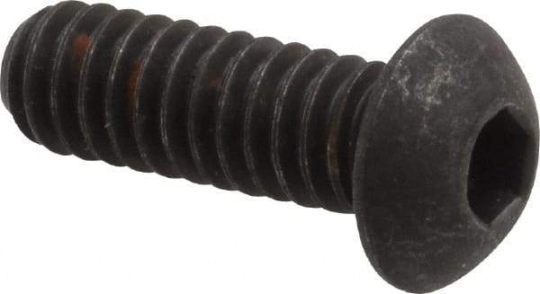 Unbrako - 1/4-20 UNC Hex Socket Drive, Button Screw - Alloy Steel, Black Oxide Finish, 3/4" Length Under Head - Eagle Tool & Supply