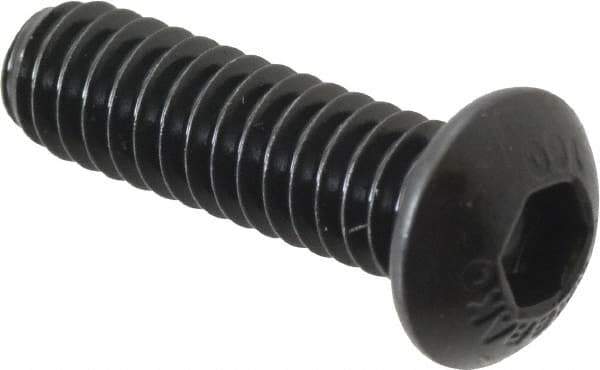 Unbrako - 1/4-20 UNC Hex Socket Drive, Button Screw - Alloy Steel, Black Oxide Finish, 7/8" Length Under Head - Eagle Tool & Supply