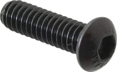 Unbrako - 1/4-20 UNC Hex Socket Drive, Button Screw - Alloy Steel, Black Oxide Finish, 7/8" Length Under Head - Eagle Tool & Supply