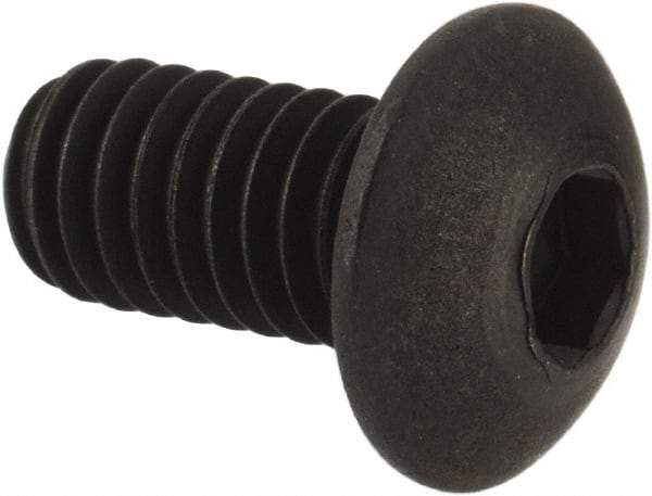 Unbrako - M4x0.70 Metric Coarse Hex Socket Drive, Button Screw - Alloy Steel, Black Oxide Finish, 8mm Length Under Head - Eagle Tool & Supply