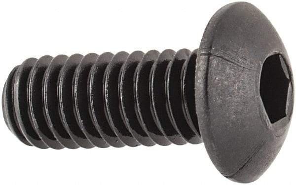 Unbrako - M4x0.70 Metric Coarse Hex Socket Drive, Button Screw - Alloy Steel, Black Oxide Finish, 10mm Length Under Head - Eagle Tool & Supply