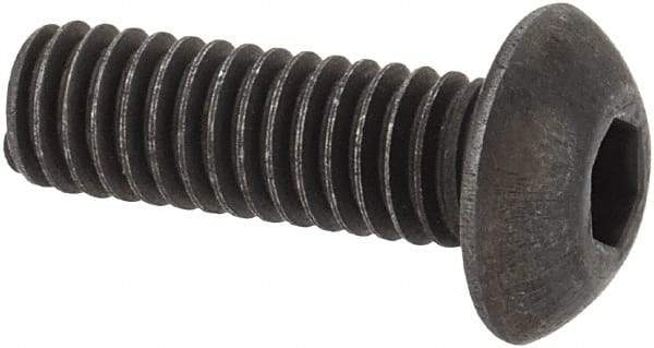 Unbrako - M4x0.70 Metric Coarse Hex Socket Drive, Button Screw - Alloy Steel, Black Oxide Finish, 12mm Length Under Head - Eagle Tool & Supply