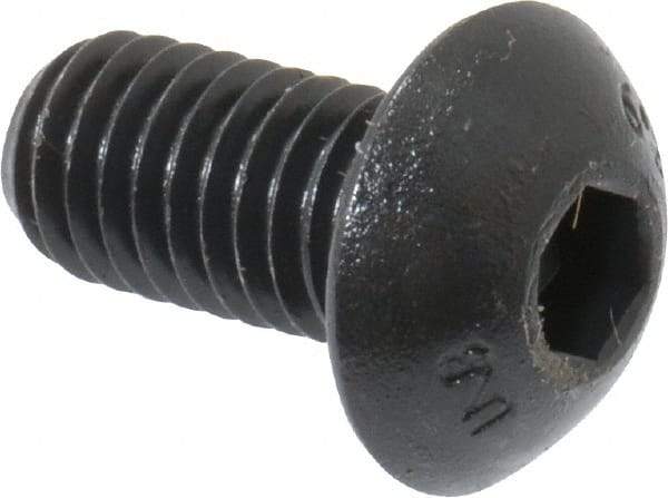 Unbrako - M5x0.80 Metric Coarse Hex Socket Drive, Button Screw - Alloy Steel, Black Oxide Finish, 10mm Length Under Head - Eagle Tool & Supply