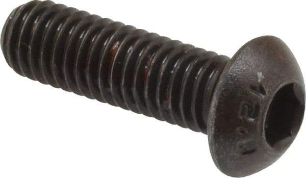 Unbrako - M6x1.00 Metric Coarse Hex Socket Drive, Button Screw - Alloy Steel, Black Oxide Finish, 20mm Length Under Head - Eagle Tool & Supply