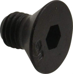 Unbrako - 1/4-28 UNF Hex Socket Drive, 82° Flat Screw - Alloy Steel, Black Oxide Finish, 3/8" OAL - Eagle Tool & Supply