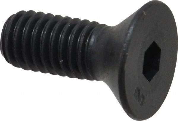 Unbrako - 3/8-16 UNC Hex Socket Drive, 82° Flat Screw - Alloy Steel, Black Oxide Finish, 1" OAL - Eagle Tool & Supply