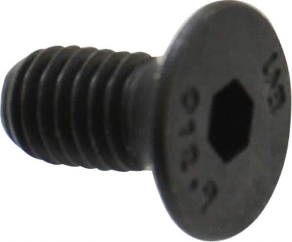Unbrako - M5x0.80 Metric Coarse Hex Socket Drive, 90 to 92° Flat Screw - Grade 12.9 Alloy Steel, Black Oxide Finish, 10mm OAL - Eagle Tool & Supply