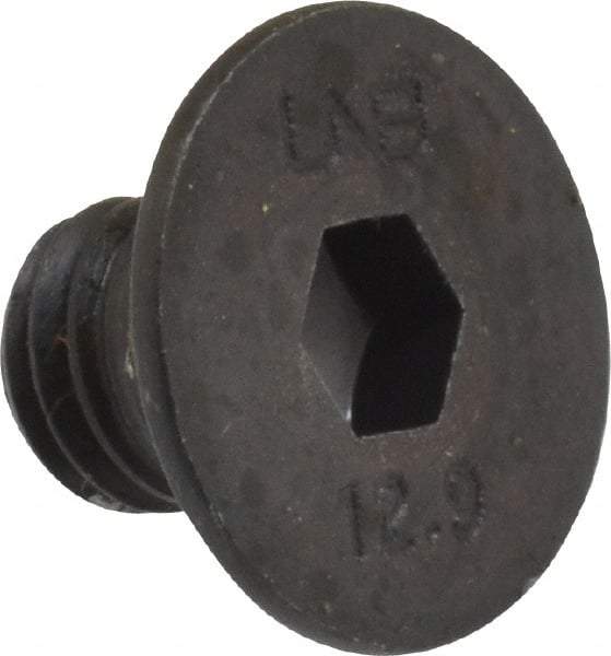 Unbrako - M8x1.25 Metric Coarse Hex Socket Drive, 90 to 92° Flat Screw - Grade 12.9 Alloy Steel, Black Oxide Finish, 10mm OAL - Eagle Tool & Supply