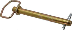 Made in USA - 3/4" Pin Diam, 7" Long, Zinc Plated Steel Pull Ring Hitch Pin - 6-1/4" Usable Length - Eagle Tool & Supply