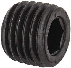 Unbrako - 1/16-27, 1/4" OAL, Alloy Steel Socket Pressure Plug - 7/8" Taper per Foot, 5/32" Hex Key - Eagle Tool & Supply
