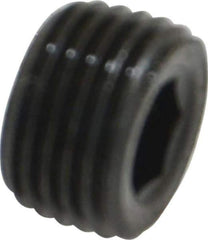 Unbrako - 1/8-27, 1/4" OAL, Alloy Steel Socket Pressure Plug - 7/8" Taper per Foot, 3/16" Hex Key - Eagle Tool & Supply