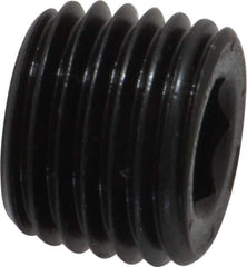 Unbrako - 1/4-18, 13/32" OAL, Alloy Steel Socket Pressure Plug - 7/8" Taper per Foot, 1/4" Hex Key - Eagle Tool & Supply