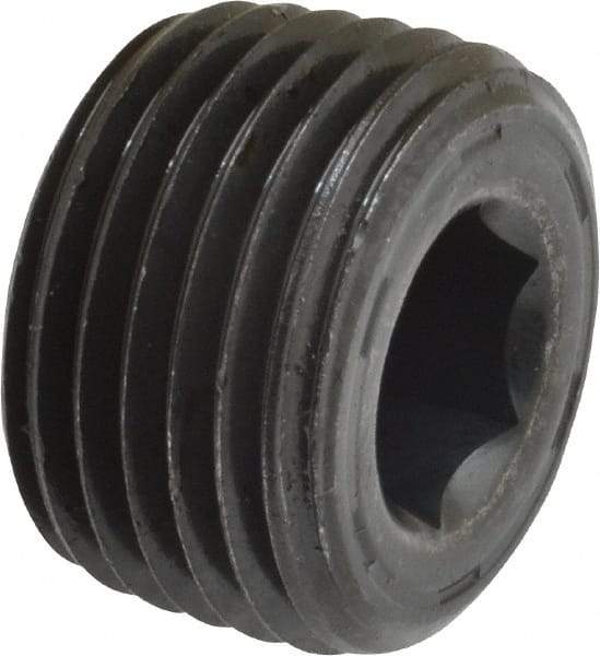 Unbrako - 1/2-14, 17/32" OAL, Alloy Steel Socket Pressure Plug - 7/8" Taper per Foot, 3/8" Hex Key - Eagle Tool & Supply