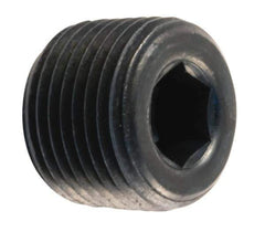 Unbrako - 3/8-18, 13/32" OAL, Brass Socket Pressure Plug - 7/8" Taper per Foot, 5/16" Hex Key - Eagle Tool & Supply
