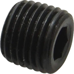 Unbrako - 1/4-18, 7/16" OAL, Alloy Steel Socket Pressure Plug - 3/4" Taper per Foot, 1/4" Hex Key - Eagle Tool & Supply