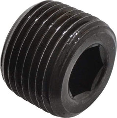 Unbrako - 3/8-18, 1/2" OAL, Alloy Steel Socket Pressure Plug - 3/4" Taper per Foot, 5/16" Hex Key - Eagle Tool & Supply