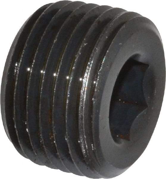 Unbrako - 1/2-14, 9/16" OAL, Alloy Steel Socket Pressure Plug - 3/4" Taper per Foot, 3/8" Hex Key - Eagle Tool & Supply