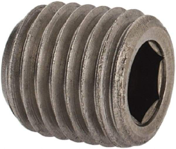 Unbrako - 1/16-27, 5/16" OAL, Stainless Steel Socket Pressure Plug - 3/4" Taper per Foot, 5/32" Hex Key - Eagle Tool & Supply