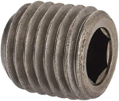 Unbrako - 1/16-27, 5/16" OAL, Stainless Steel Socket Pressure Plug - 3/4" Taper per Foot, 5/32" Hex Key - Eagle Tool & Supply