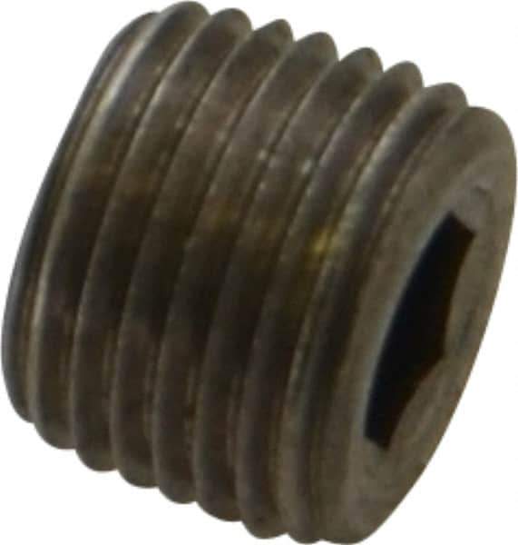 Unbrako - 1/8-27, 5/16" OAL, Stainless Steel Socket Pressure Plug - 3/4" Taper per Foot, 3/16" Hex Key - Eagle Tool & Supply