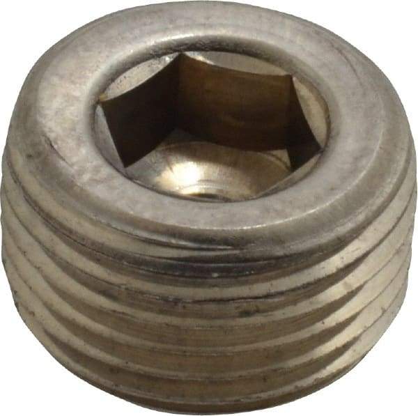 Unbrako - 3/8-18, 1/2" OAL, Stainless Steel Socket Pressure Plug - 3/4" Taper per Foot, 5/16" Hex Key - Eagle Tool & Supply