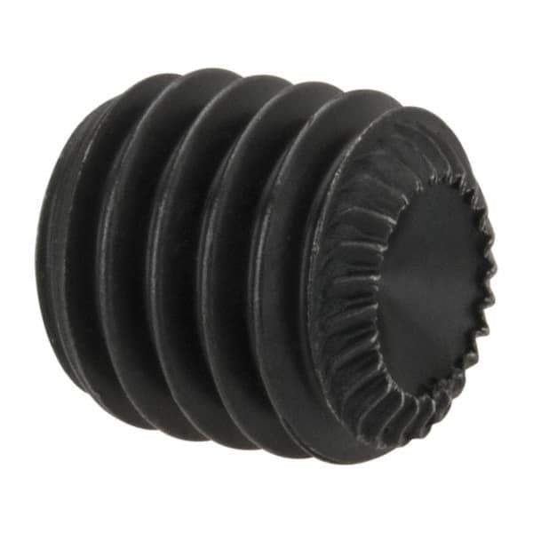 Unbrako - M8, 8mm OAL, Knurled Cup Point Set Screw - Grade 45H Alloy Steel, 4mm Key - Eagle Tool & Supply