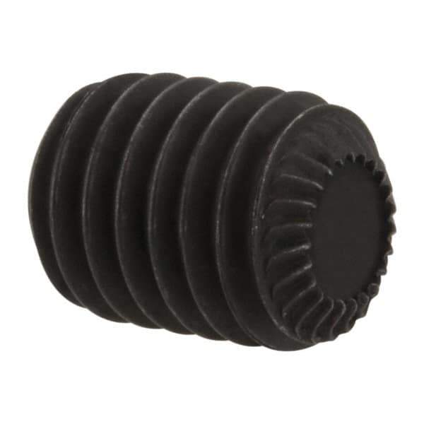 Unbrako - M8, 10mm OAL, Knurled Cup Point Set Screw - Grade 45H Alloy Steel, 4mm Key - Eagle Tool & Supply