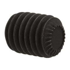 Unbrako - M8, 10mm OAL, Knurled Cup Point Set Screw - Grade 45H Alloy Steel, 4mm Key - Eagle Tool & Supply
